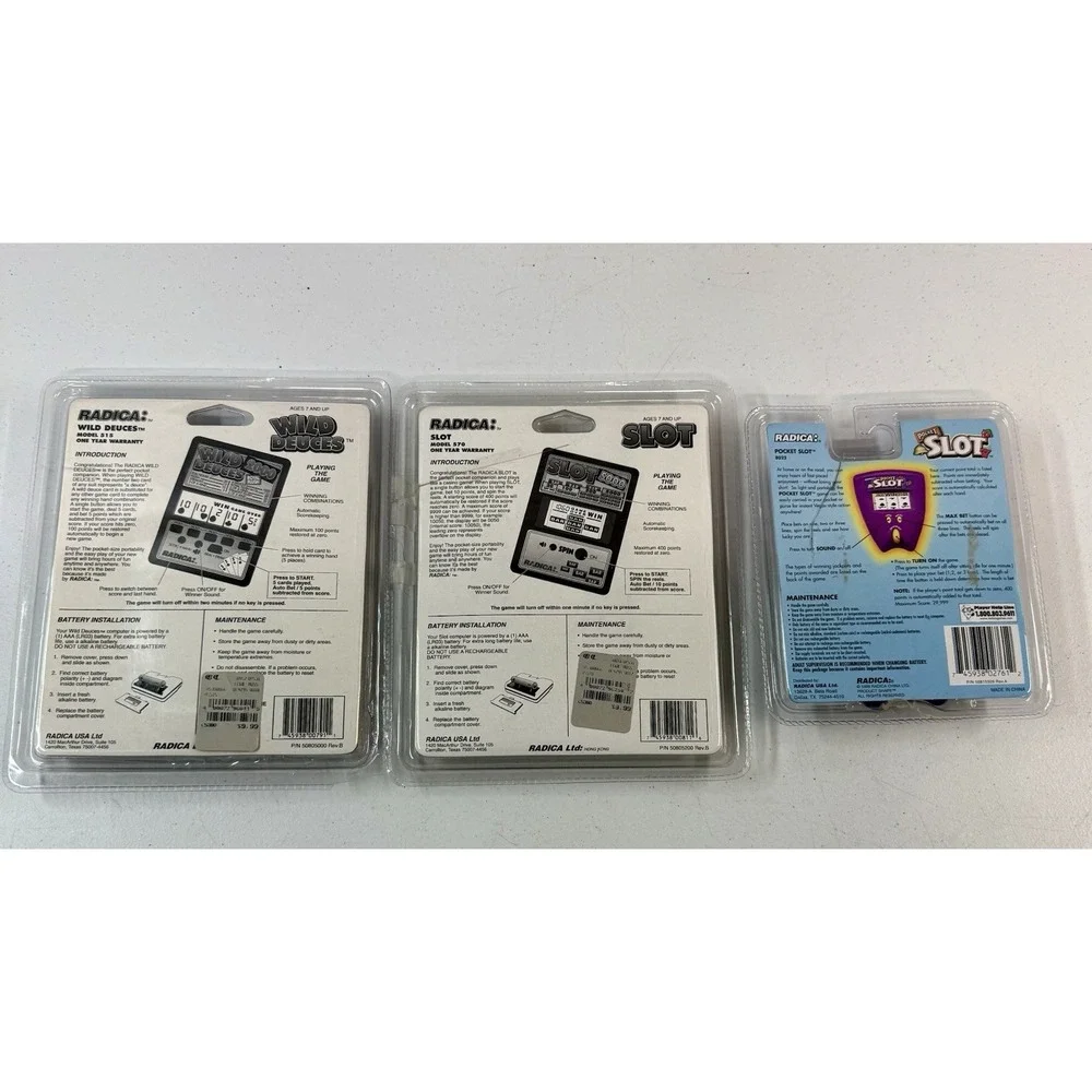 Radica LCD Handheld Lot Of 3 Wold Deuces Poker Slots 5000 Pocket Slot MINT!